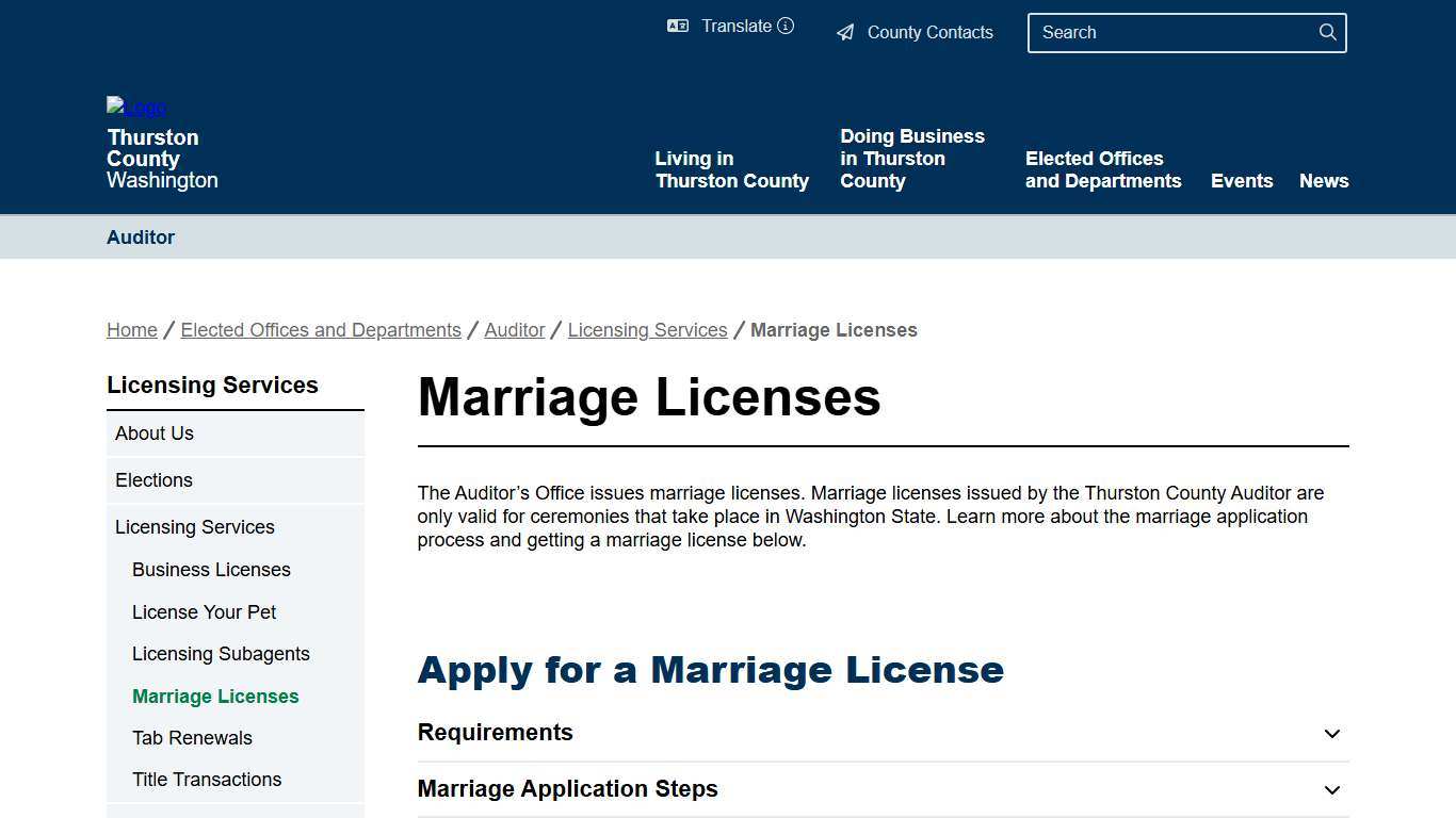 Marriage Licenses Thurston County